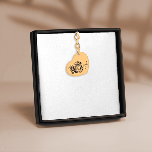 Pet Portrait Heart Keychain