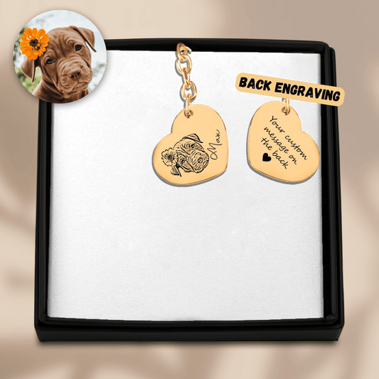 Pet Portrait Heart Keychain