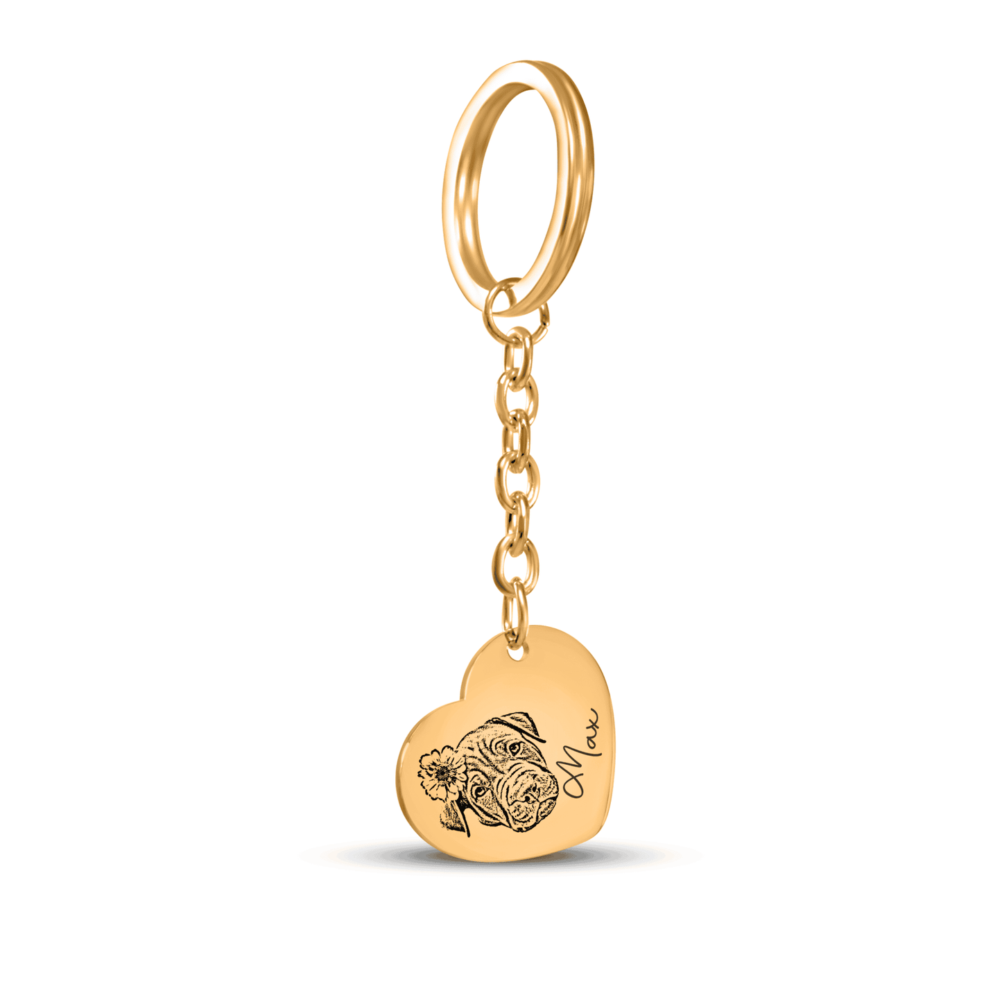 Pet Portrait Heart Keychain