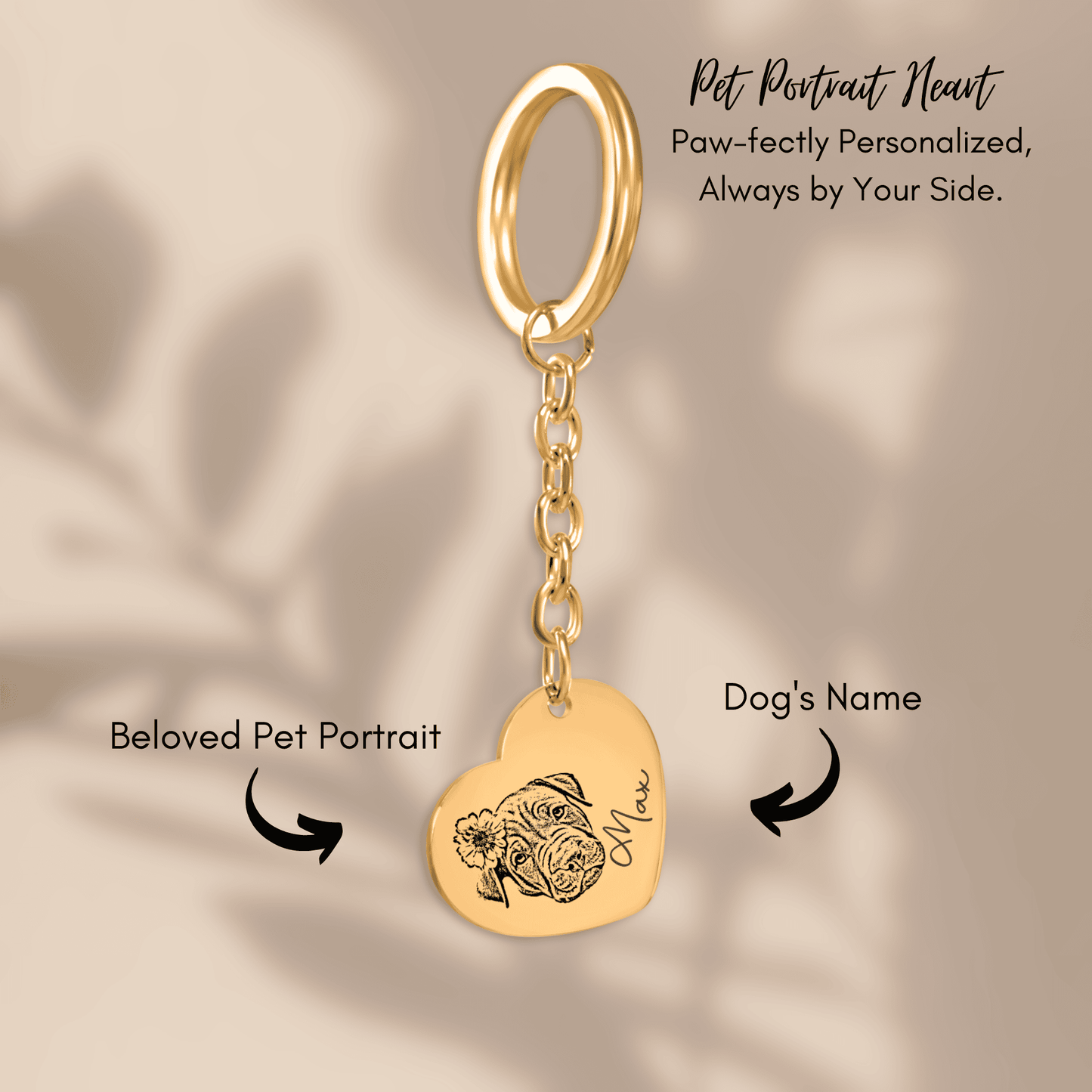 Pet Portrait Heart Keychain